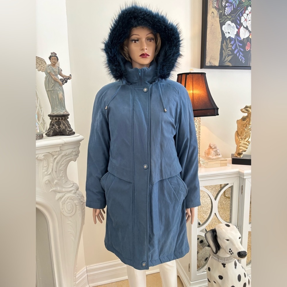 Utex Women's Navy Hooded Ski Jacket - Picture 2 of 12